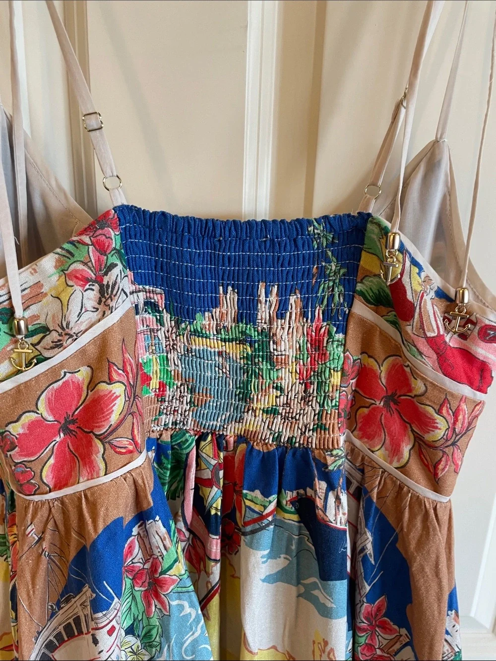 Christian Lacroix NWT Blue Multicolor Tropical Tiered Maxi Dress - Picture 8 of 11